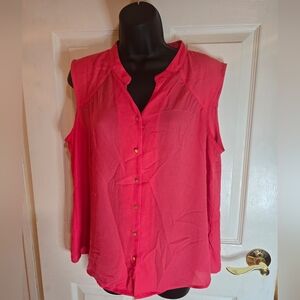 Calvin Klein Pink Sleeveless Button Down Shirt